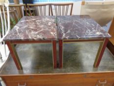 A pair of Scandinavian marble topped side tables