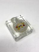 A cut glass inwell with 'millefiori' lid, possibly by Baccarat.