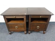 A pair of contemporary bedside cabinets fitted drawer and slide with matching narrow chest