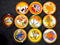 A set of ten Bradford exchange Wedgwood Clarice Cliff plates with certificates