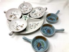 A Scottish Buchan pottery serving tray and 7 various bowls