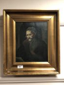 Continental school : Portrait of a scholar, oil on canvas, 23 cm x 29 cm.