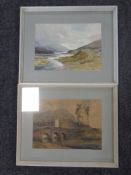 An E Grieg Hall watercolour, rural landscape,