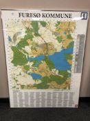 A continental map, 101 cm x 131 cm. CONDITION REPORT: Glass cracked.