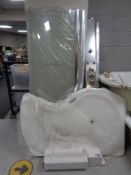 An Insignia Jet Wash shower enclosure with shaped tray,