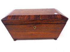 A 19th century rosewood sarcophagus tea caddy