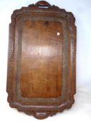 A carved hardwood twin handled tray, 60 cm.