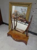 A 19th century gilt framed bevel edged wall mirror together with a further Victorian mahogany