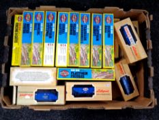 A box containing a collection of Airfix HO/00 model kits,