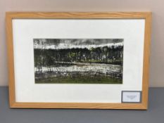 David Belilios : The Confluence, mixed media, signed 33 cm x 17 cm.