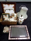 A quantity of Royal Albert Old Country Roses wares including table lamp, twin handled serving tray,