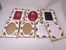 Seven Royal Albert Old Country Roses photo frames