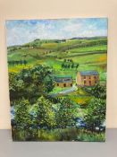 David Belilios : Farm landscape, oil on canvas, signed, 76 cm x 61 cm.