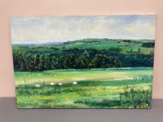 David Belilios : Mile Bank, oil on canvas, signed, 92 cm x 61 cm.