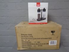 A box containing six Kuhn Rikon Swiss design salt and pepper pots (boxed)