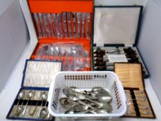 A Cooper Brothers twelve piece canteen of antler-handed knives and forks together with with a