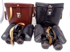 A pair of late 20th century USSR 7x50 Binoculars in leather case together with a further pair of