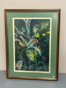 David Belilios : Flowers, coloured chalks, signed, 46 cm x 30 cm.