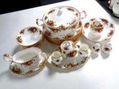 Twenty-five pieces of Royal Albert Old Country Roses dinner china including twin handled tureen,
