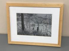 David Belilios : Field, pen and ink, signed, 27 cm x 18 cm.