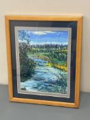 David Belilios : River, pastel, signed, 21 cm x 16 cm.