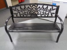 A metal garden bench