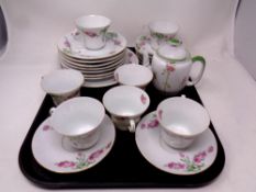 Twenty-two pieces of pink rose patterned tea china