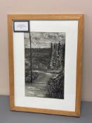 David Belilios : Lewis Burn, pen and ink, signed 30 cm x 19 cm.