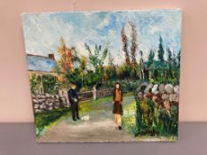 David Belilios : Redhaugh, oil on canvas, 47 cm x 41 cm.