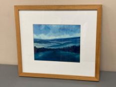 David Belilios : Kielder Dam, oil, signed, 25 cm x 20 cm.