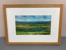 David Belilios : North Tyne, oil painting, signed, 32 cm x 18 cm.