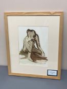 David Belilios : Pensive nude, oil painting, signed, 30 cm x 22 cm.