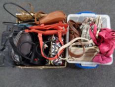 Two boxes of hand bags
