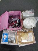 Two boxes of double duvet, bedding sets, bed spread and pillow,