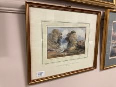 Thomas Miles Richardson Junior (1813-1890) : figures by a waterfall, watercolour, 23 cm x 15 cm,