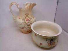 A Crown Devon chamber pot and wash jug