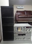 Three Technics hifi separates together with a pair of Wharfedale speakers