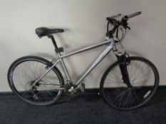 A Hybrid mountain bike with front suspension