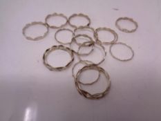 Fifteen silver rings