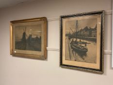 Continental monochrome print : windmill,