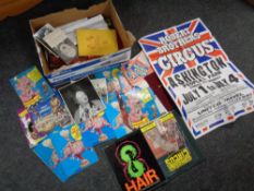 A box of circus ephemera, Billy Smart programmes, Bertram Mills flyer's,