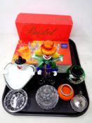 A tray of glass, boxed Bohemian glass,