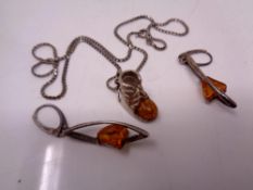 An old amber brooch,