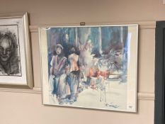 A continental print depicting figures,