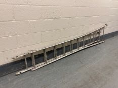 A metal extension ladder