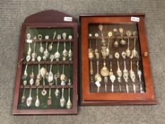 Two glazed wall-hanging display cabinets,