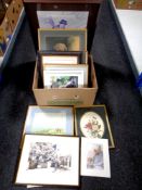 A box of 20th century pictures and prints,