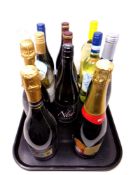 A tray of eleven bottles of wine.