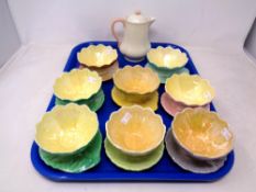 A tray of eight Royal Winton lustre bowls together with a Grindley teapot