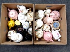 Two boxes of china tea pots